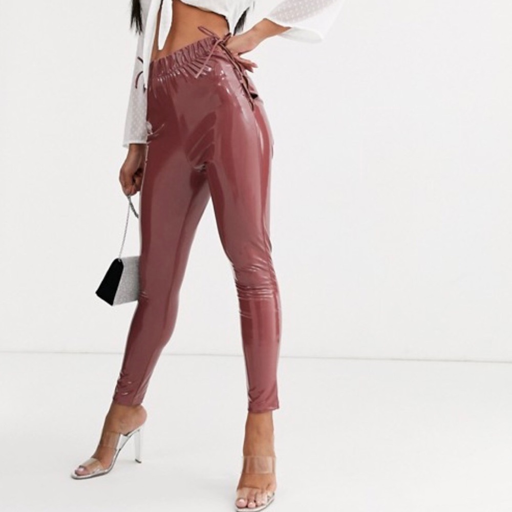 ASOS design lace up side vinyl skinny pants - Picture 1 of 2